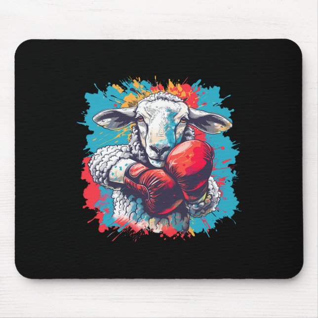 Mousepad Ovelha de Boxe Luvas de Boxe Lamb Kickboxing Engra (Frente)