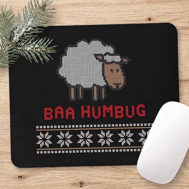 Mousepad Ovelha de Natal Baa Humbug (Criador carregado)