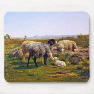 Mousepad Ovelha e carneiro na natureza (por Rosa Bonheur)
