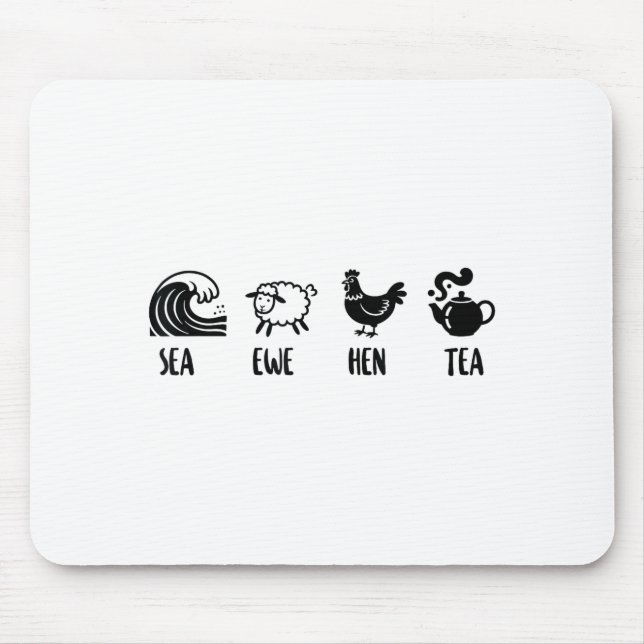 Mousepad Ovelha Ewe Galinha Chá Piada Engraçada Dito Citaçã (Frente)