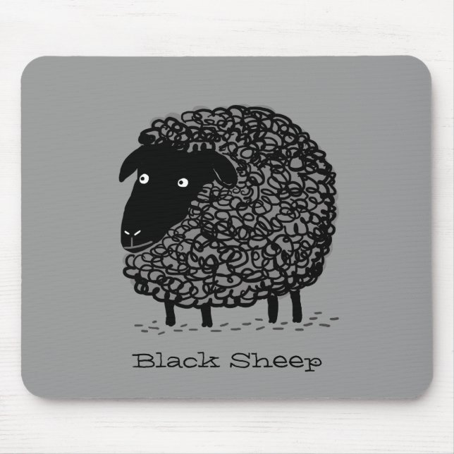 Mousepad Ovelha Negra com Texto Personalizado (Frente)