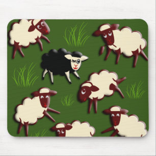 Mousepad Ovelhas pretas na manada, seu traseiro.