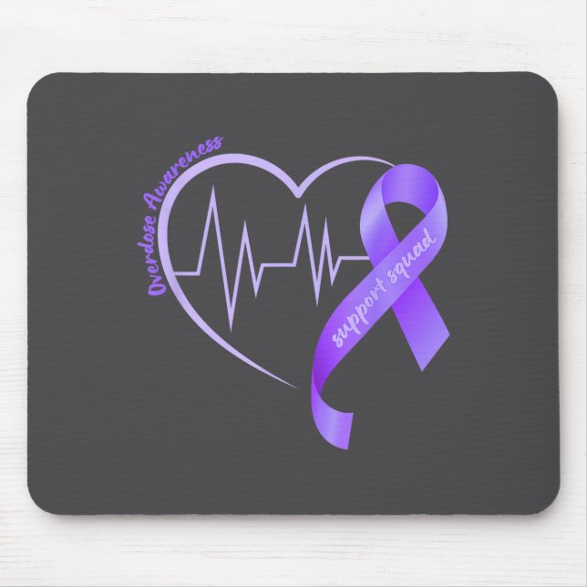 Mousepad Overdose Awareness Month Purple Ribbon Heart Suprt (Frente)