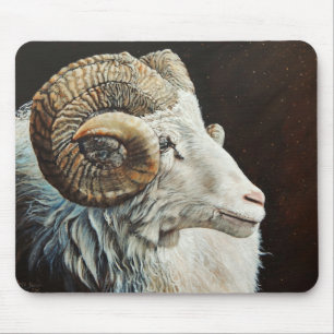 Mousepad Ovinos brancos Ram islandeses com chifres