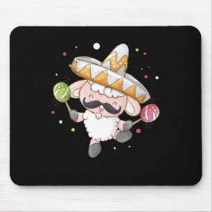 Mousepad Ovinos Jogando Maracas Sombrero Música Mexicana Pr