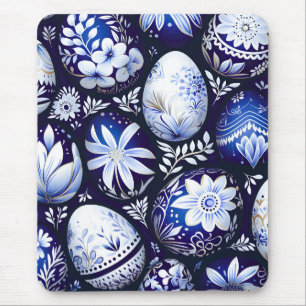 Mousepad Ovo de Páscoa Azul Floral Escandinavo