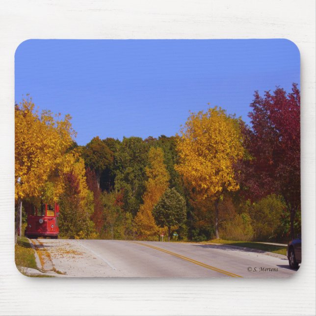 Mousepad Ovo Harbour, WI Fall Season com carro de rolley (Frente)