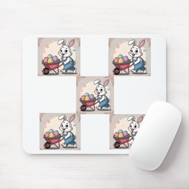 Mousepad Ovos de coelho da Páscoa e Barras de Rodas (Com mouse)