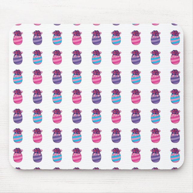 Mousepad Ovos de Páscoa com Flores e Fita (Frente)