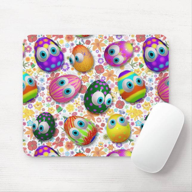 Mousepad Ovos de Páscoa de desenho animado fofos e engraçad (Com mouse)