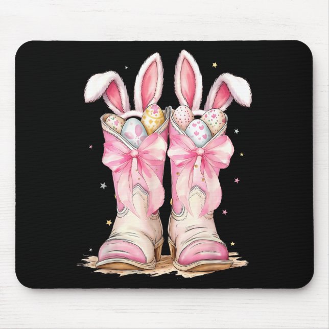 Mousepad Ovos Feliz Páscoa Como vai Cowboy Botas Coelho Oci (Frente)