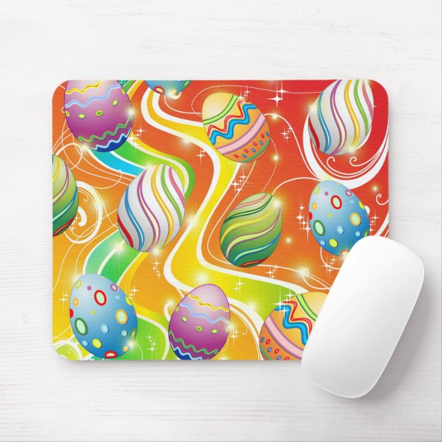 Mousepad Ovos Felizes da Páscoa Padrão Festivo (Com mouse)