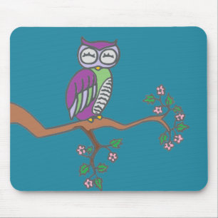 Mousepad Owl Art Night Blue
