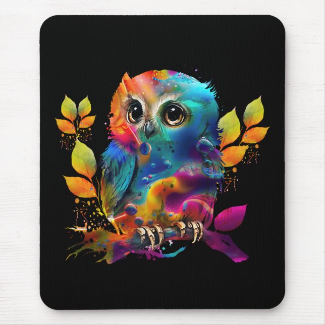 MOUSEPAD OWL COLORFUL ABSTRATO (Frente)