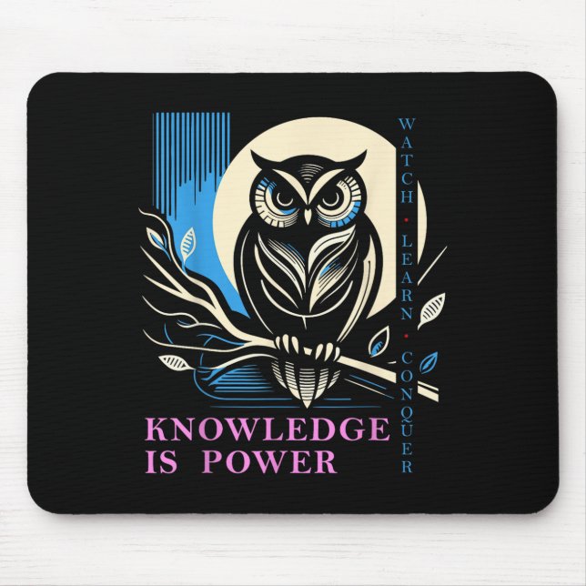 Mousepad Owl - Knowledge Is Wer - Wisdom Owl Design  (Frente)