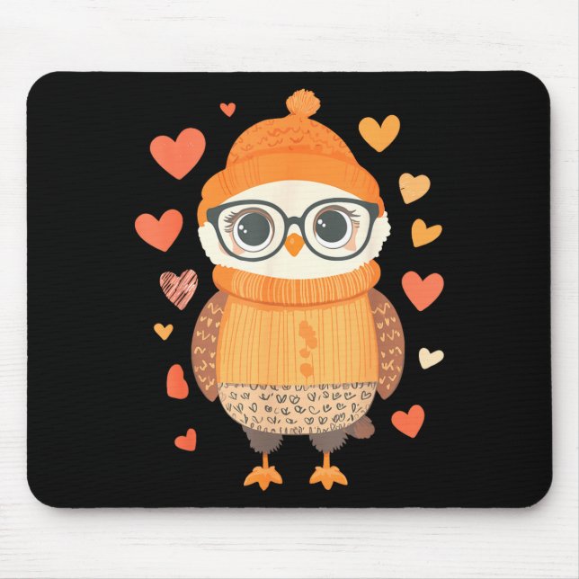 Mousepad Owl Lover Heart Girls Valentine’s Day Women Owl  (Frente)
