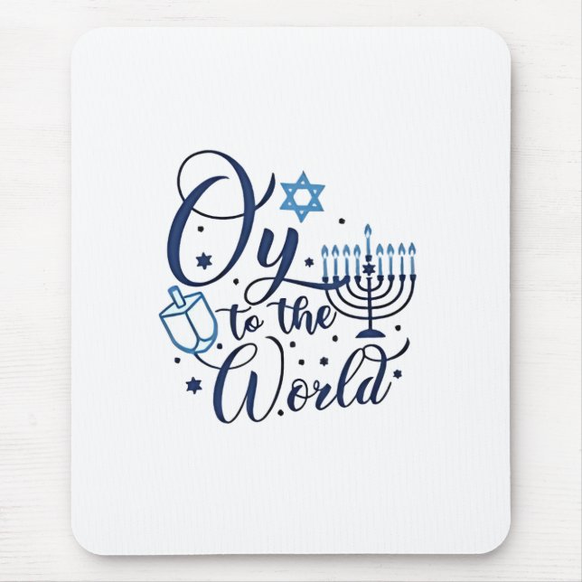 Mousepad Oy to the World Hanukkah Jewish Engraçado (Frente)