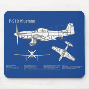 Mousepad P-51D Mustang - Airplane Blueprint ABD