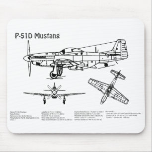 Mousepad P-51D Mustang - Airplane Blueprint BD