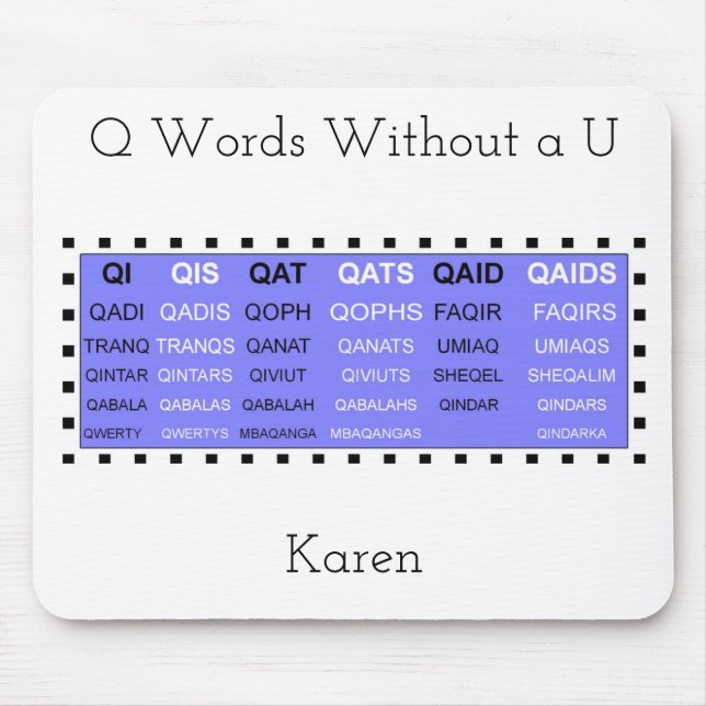 Mousepad P palavras sem um auxiliar de jogos da U (Frente)
