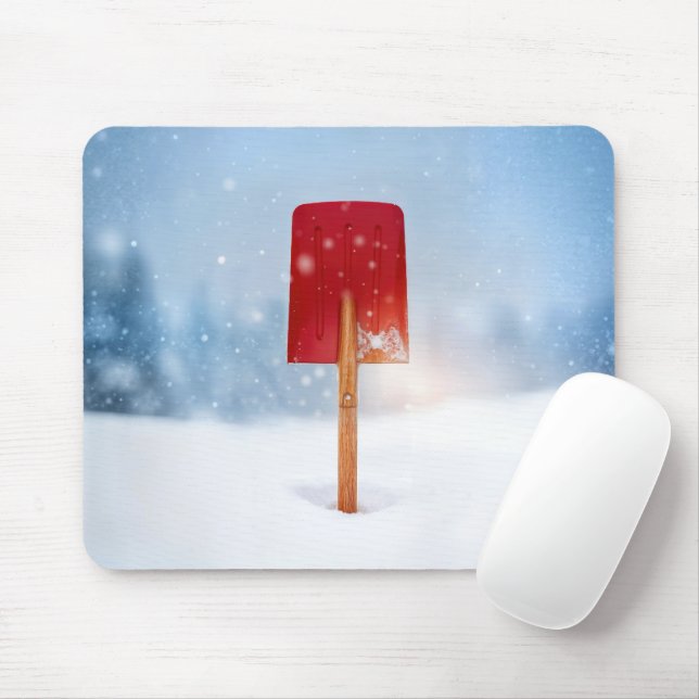 Mousepad Pá de Neve Vermelha na Neve Profunda (Com mouse)