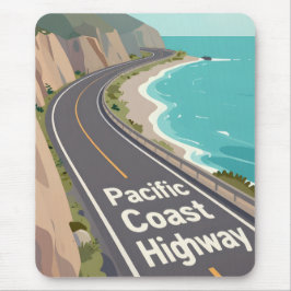 Mousepad Pacific Coast Highway Graphic Travel Art