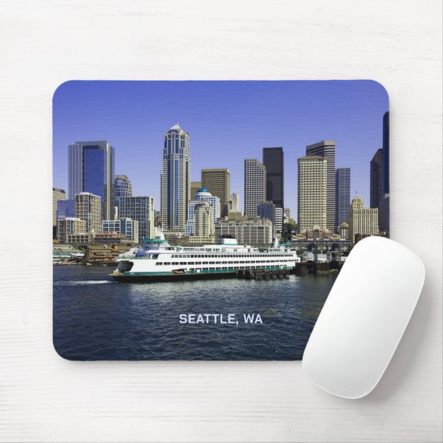 Mousepad Pacífico Noroeste de Seattle Ferry e Edifícios (Com mouse)