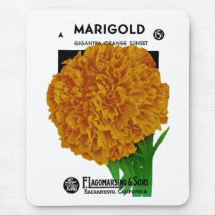 Mousepad Pacote de Semente da Marigold Vintage