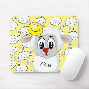 Mousepad Pad Amarelo De Mouse Ovelhas Nuvens De Sol! Pad do
