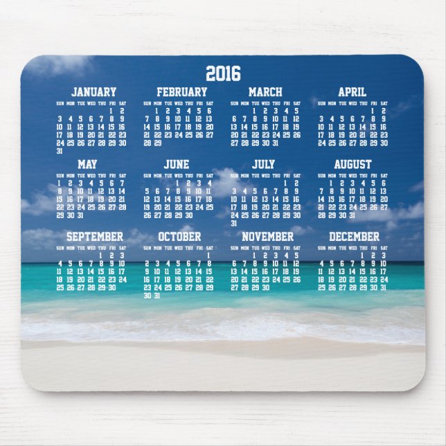 Mousepad Pad Beach do Mouse Calendário Anual Personalizado  (Frente)