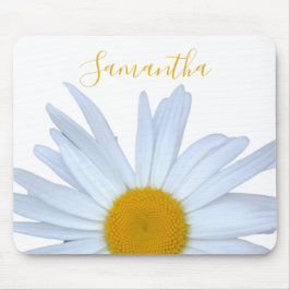 Mousepad Pad de Mouse Amarelo Elegante Branco Daisy