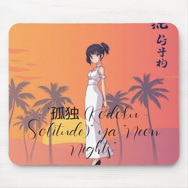 Mousepad Pad de Mouse Anime Girl Vaporwave | Neon Sunset Ae (Frente)