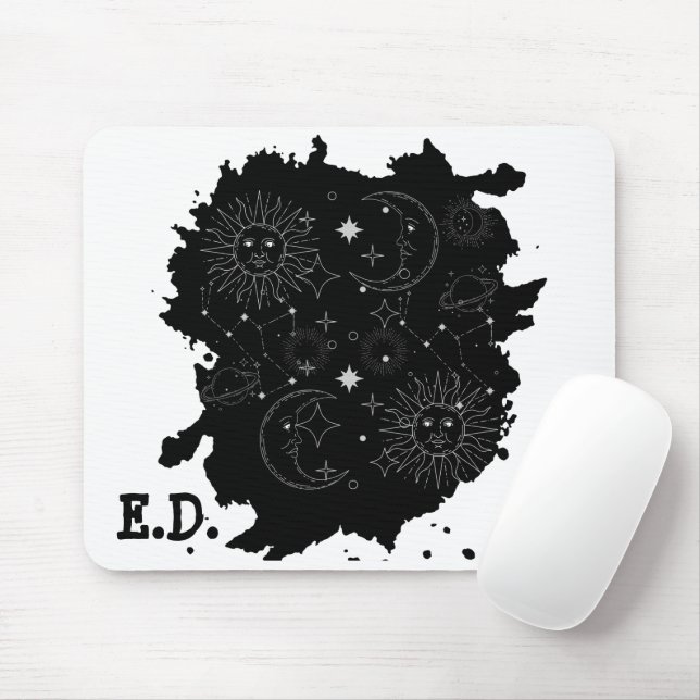 MOUSEPAD PAD DE MOUSE ASTROLOGIA (B&W) (Com mouse)