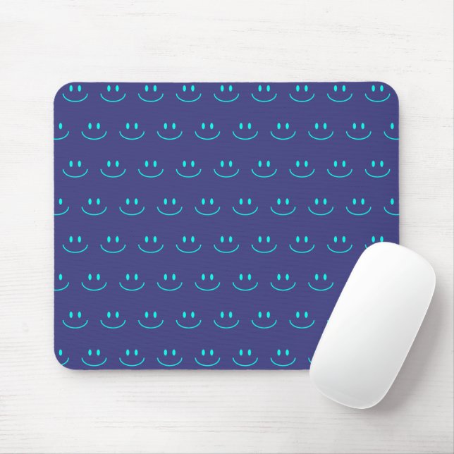 Mousepad Pad de Mouse Azul e Turquesa com Sorriso (Com mouse)