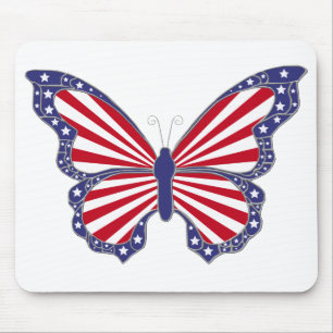 Mousepad Pad De Mouse Com Borboleta Azul E Branco Patriótic