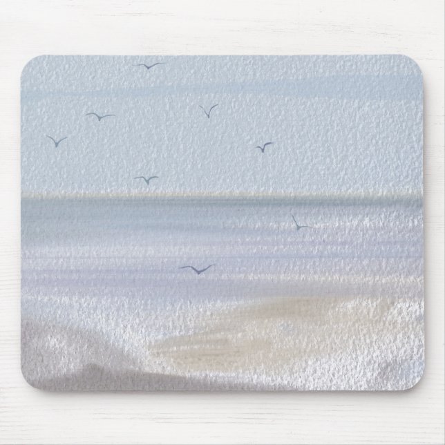 Mousepad Pad de Mouse de Aquarela Costeira de Praia Costeir (Frente)