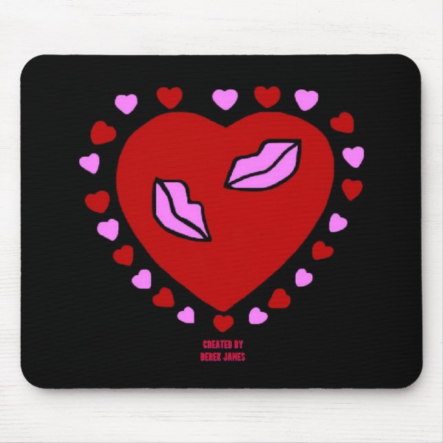 Mousepad Pad de Mouse de Beijos Cardíacos Adoráveis (Frente)