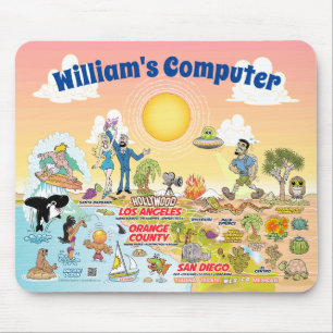 Mousepad Pad de Mouse de Cartoon da Califórnia personalizáv