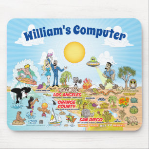 Mousepad Pad de Mouse de Cartoon da Califórnia personalizáv