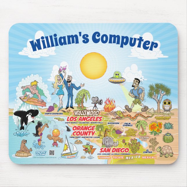 Mousepad Pad de Mouse de Cartoon da Califórnia personalizáv (Frente)