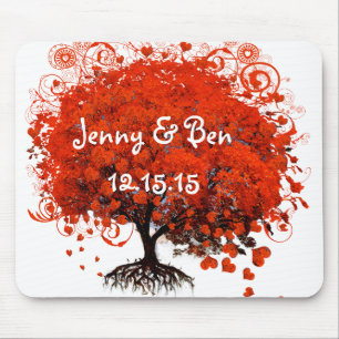 Mousepad Pad de Mouse de Casamento de Árvore Vermelha