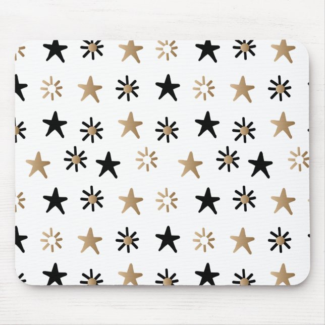 Mousepad Pad de Mouse de Estrelas Pretas e Douradas (Frente)