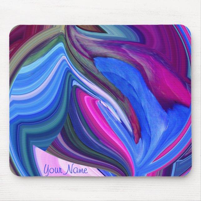 Mousepad Pad de Mouse de Folha Rosa e Azul abstrato (Frente)