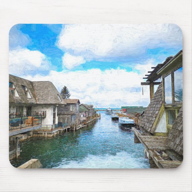 Mousepad Pad de Mouse de Pintura na Cidade do Peixe do Mich (Frente)