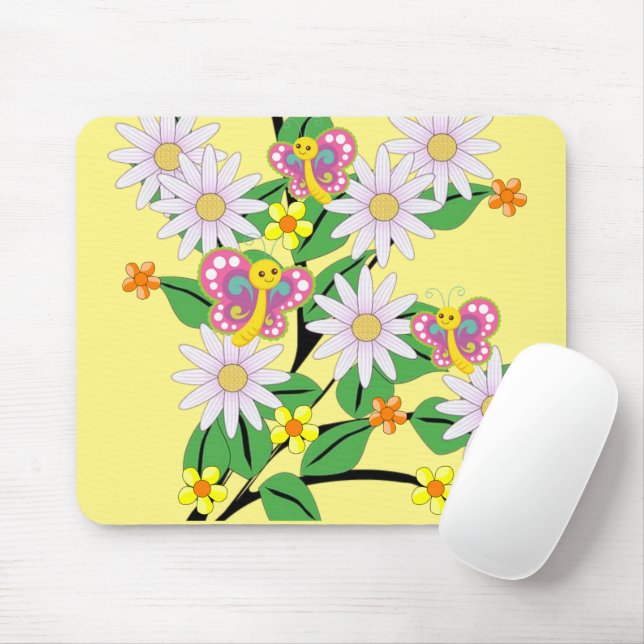 Mousepad Pad de Mouse Floral Flor Borboleta! (Com mouse)