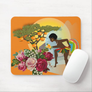 Mousepad Pad de Mouse Floral Laranja Africano! Pad do mouse