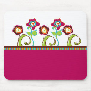Mousepad Pad de Mouse Flowers Funky