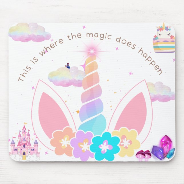 Mousepad Pad de Mouse Magical Pastel Unicorn (Frente)