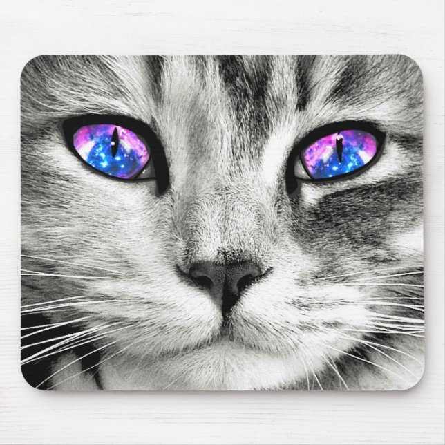 Mousepad Pad de Mouse Olhos de Gato Galáxico (Frente)