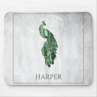 Mousepad Pad de Mouse Personalizado Pavão Verde Elegante
